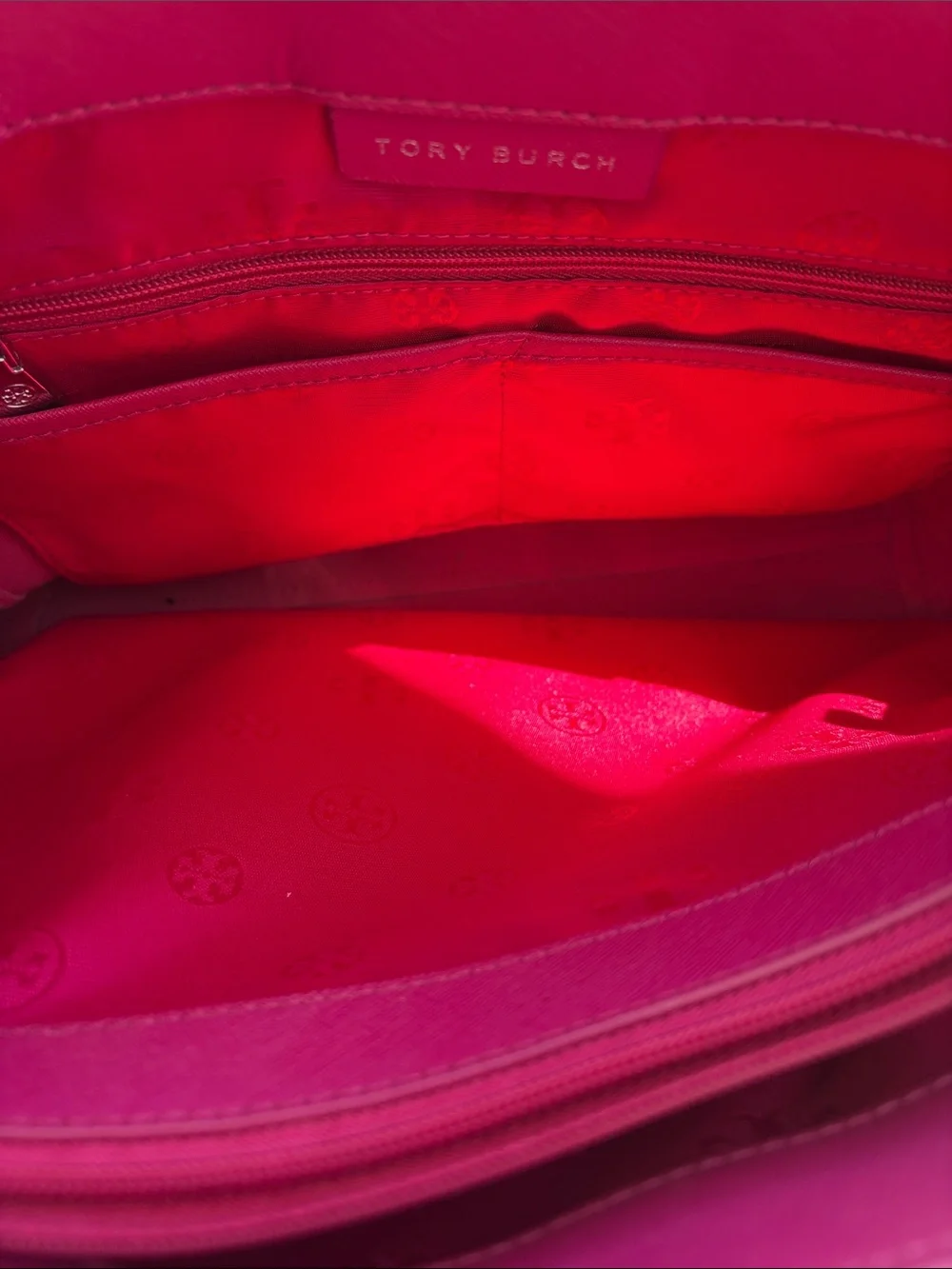 Tory Burch Magenta Leather Tote with Double Straps - Picture 11 of 16